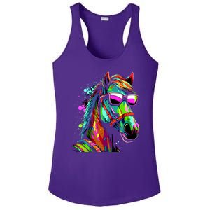 Funny Horse Wearing Sunglasses Abstract Art Ladies PosiCharge Competitor Racerback Tank