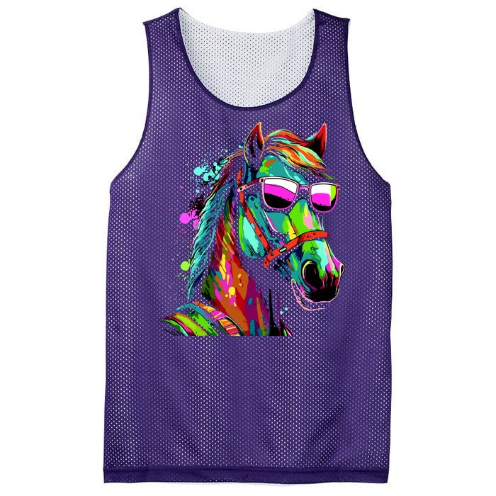 Funny Horse Wearing Sunglasses Abstract Art Mesh Reversible Basketball Jersey Tank