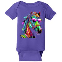 Funny Horse Wearing Sunglasses Abstract Art Baby Bodysuit