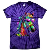 Funny Horse Wearing Sunglasses Abstract Art Tie-Dye T-Shirt