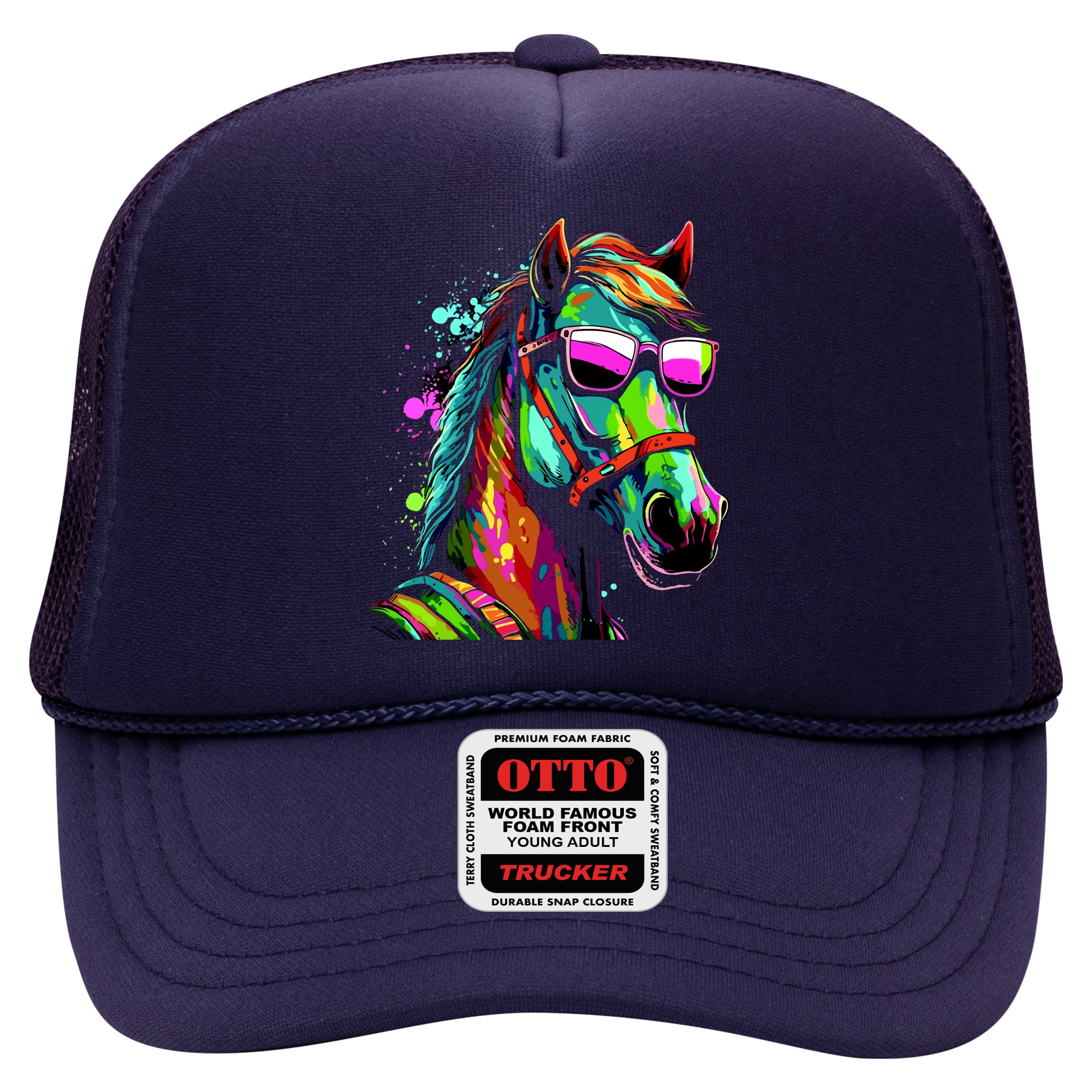 Funny Horse Wearing Sunglasses Abstract Art Hat