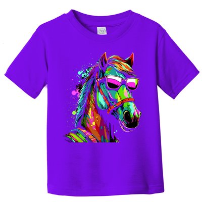 Funny Horse Wearing Sunglasses Abstract Art Toddler T-Shirt