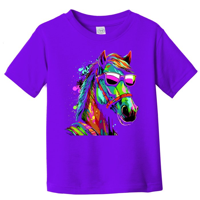 Funny Horse Wearing Sunglasses Abstract Art Toddler T-Shirt