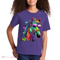 Funny Horse Wearing Sunglasses Abstract Art Kids T-Shirt