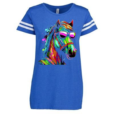 Funny Horse Wearing Sunglasses Abstract Art Enza Ladies Jersey Football T-Shirt