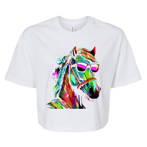 Funny Horse Wearing Sunglasses Abstract Art Bella+Canvas Jersey Crop Tee