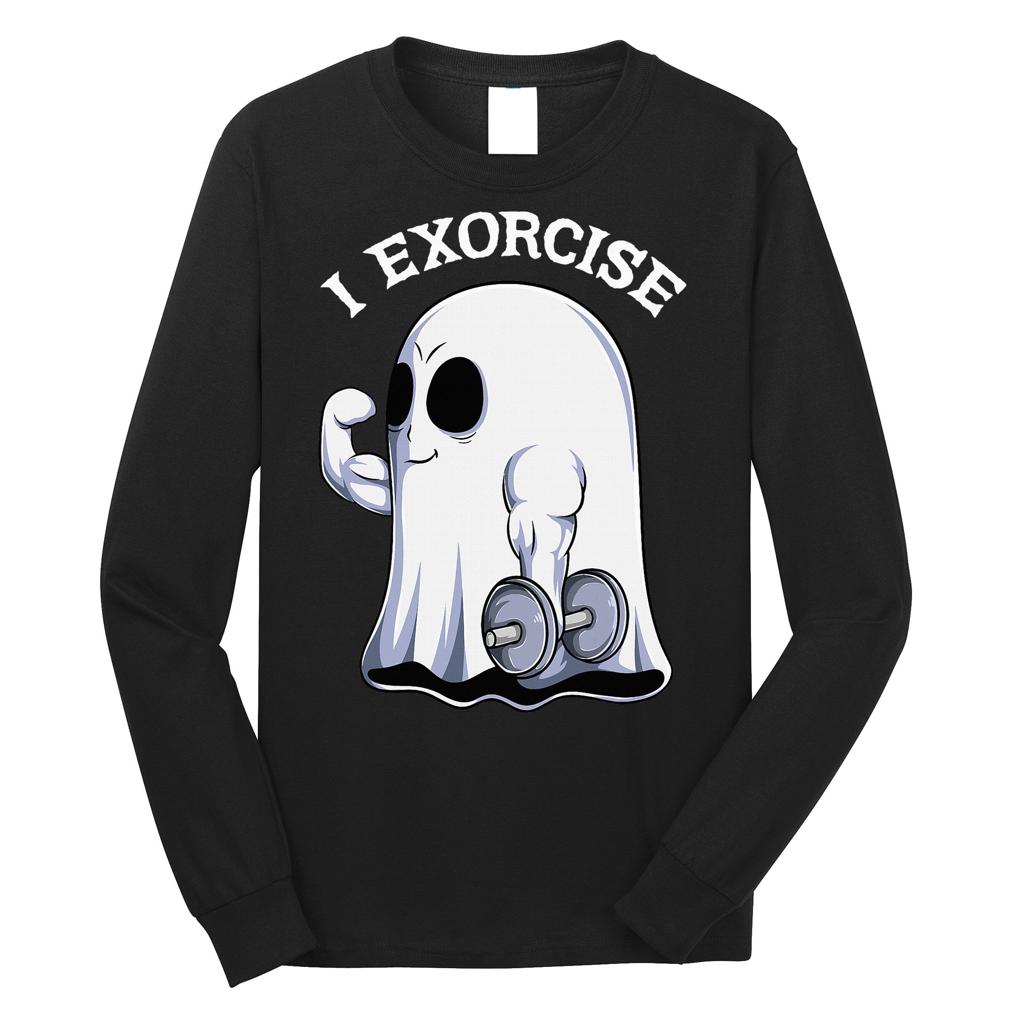 Funny Halloween Workout Ghost Exorcise Fitness Shirt Long Sleeve Shirt