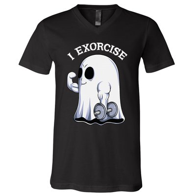 Funny Halloween Workout Ghost Exorcise Fitness Shirt V-Neck T-Shirt