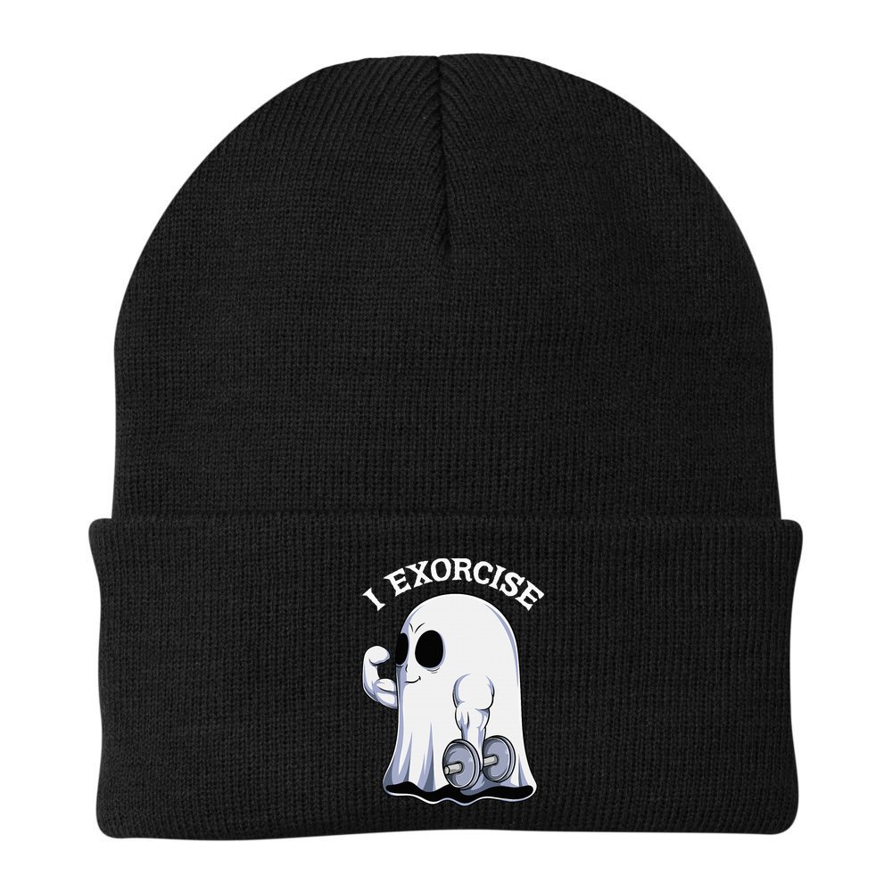 Funny Halloween Workout Ghost Exorcise Fitness Shirt Beanie