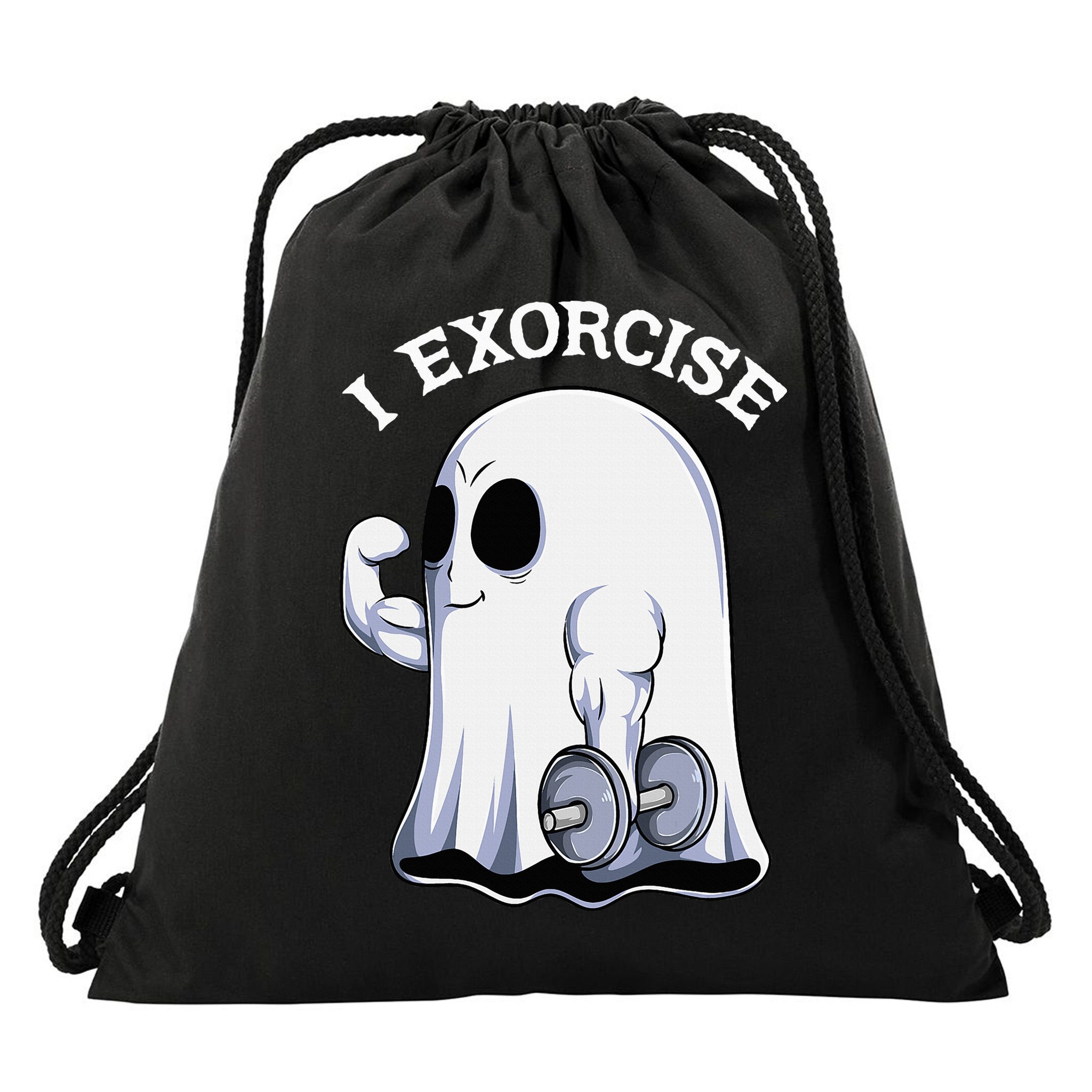 Funny Halloween Workout Ghost Exorcise Fitness Shirt Drawstring Bag