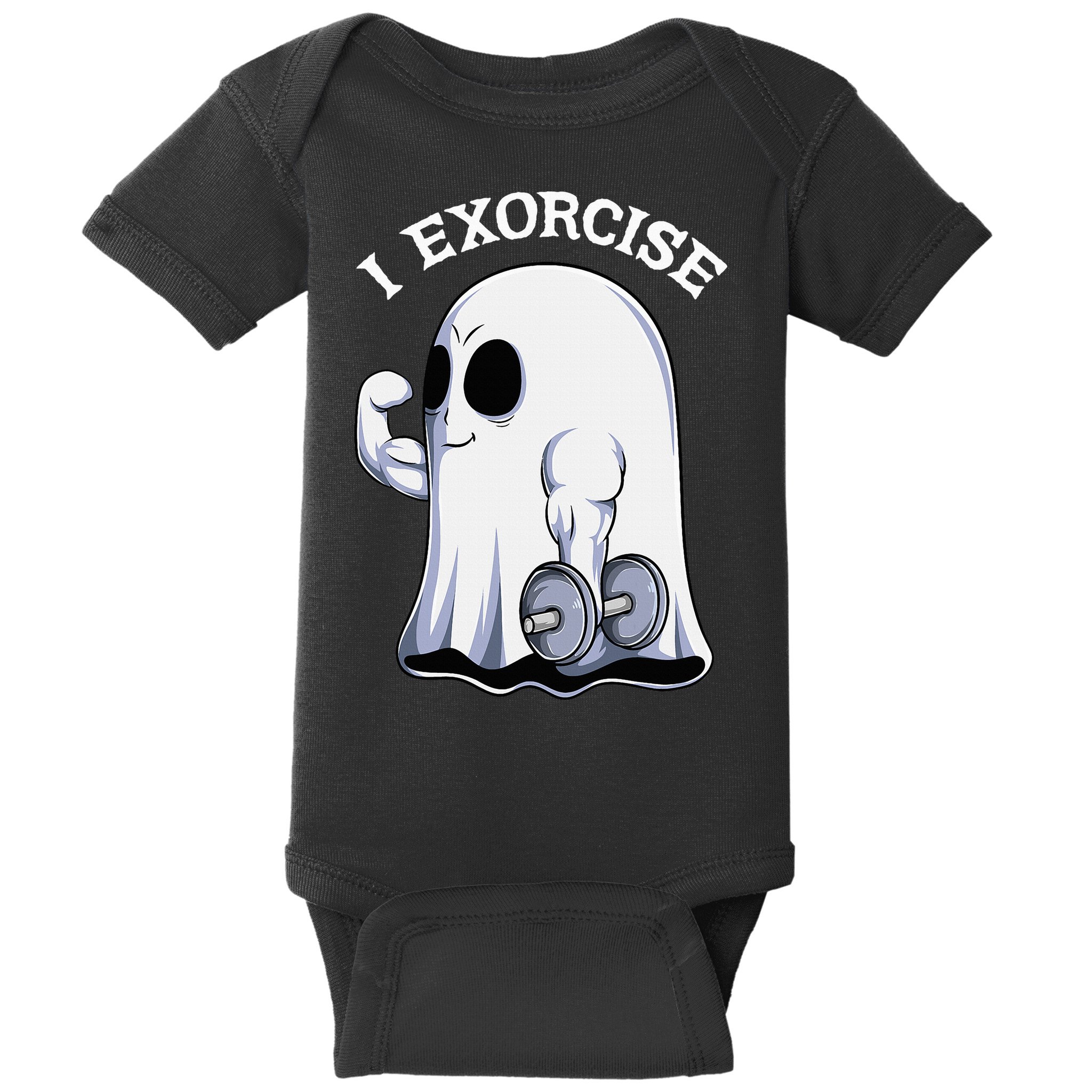 Funny Halloween Workout Ghost Exorcise Fitness Shirt Baby Bodysuit