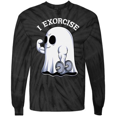 Funny Halloween Workout Ghost Exorcise Fitness Shirt Tie-Dye Long Sleeve Shirt