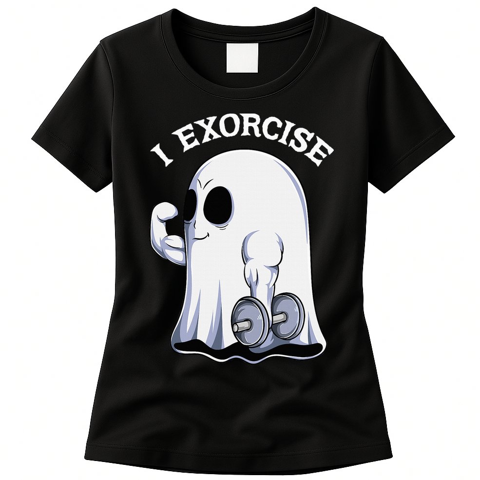 Funny Halloween Workout Ghost Exorcise Fitness Shirt Womens T-Shirt