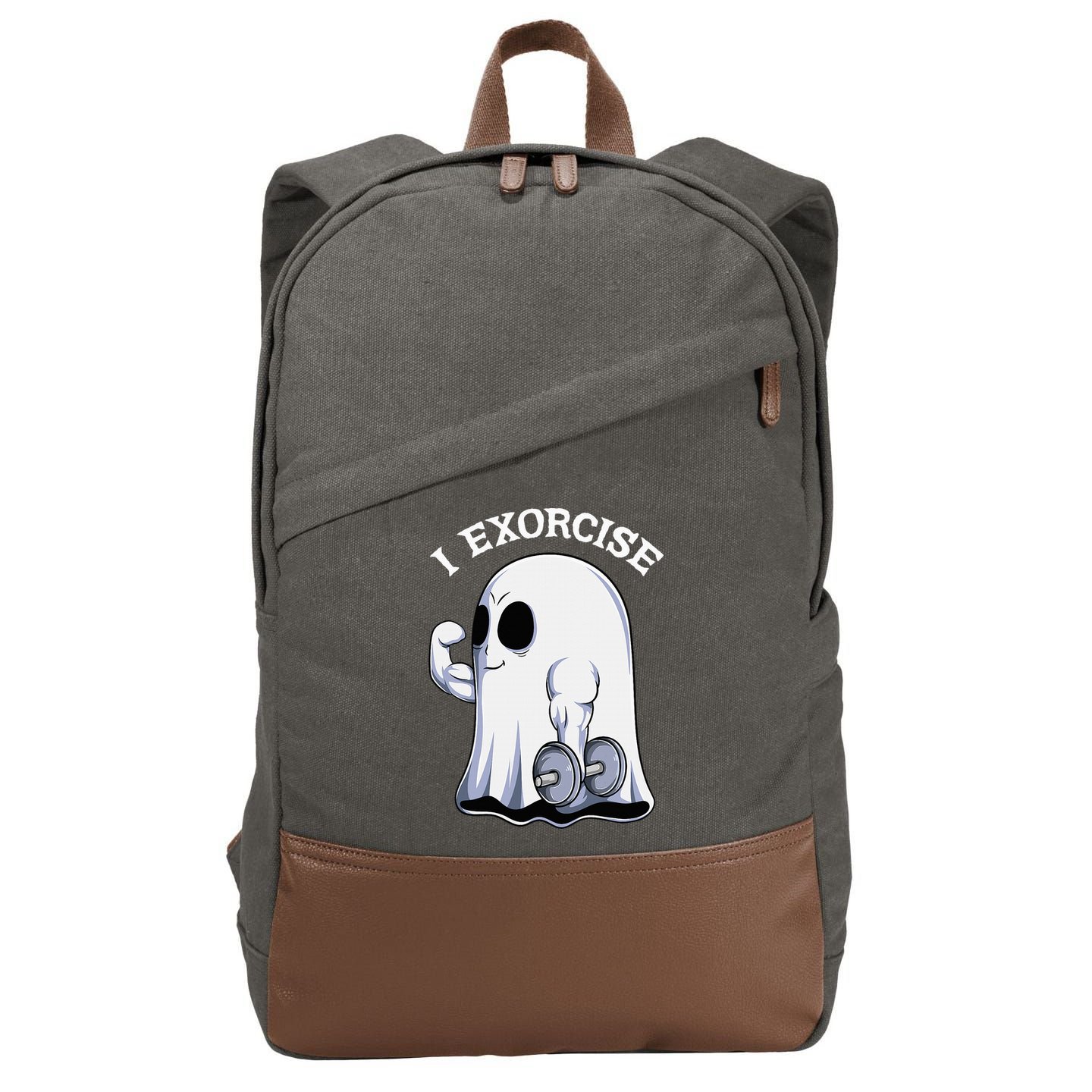 Funny Halloween Workout Ghost Exorcise Fitness Shirt Cotton Canvas Backpack