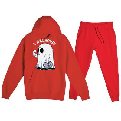 Funny Halloween Workout Ghost Exorcise Fitness Shirt Premium Hooded Sweatsuit Set