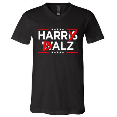 Funny Harris Walz 24 Harry Balz 2024 Meme Democratics Vote V-Neck T-Shirt