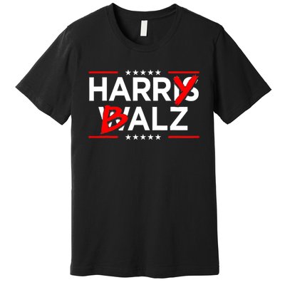 Funny Harris Walz 24 Harry Balz 2024 Meme Democratics Vote Premium T-Shirt