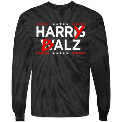 Funny Harris Walz 24 Harry Balz 2024 Meme Democratics Vote Tie-Dye Long Sleeve Shirt