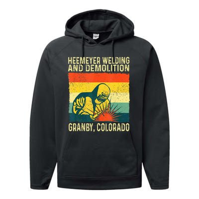 Funny Heemeyer Welding And Demolition Granby Vintage Performance Fleece Hoodie