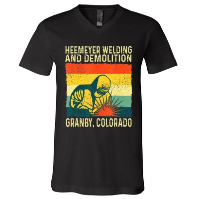 Funny Heemeyer Welding And Demolition Granby Vintage V-Neck T-Shirt