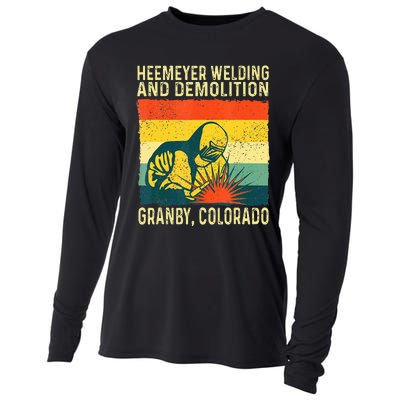 Funny Heemeyer Welding And Demolition Granby Vintage Cooling Performance Long Sleeve Crew