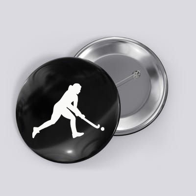 Field Hockey Woman Girl Button
