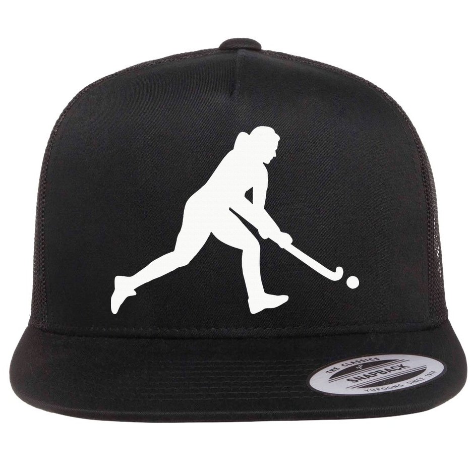 Field Hockey Woman Girl Flat Bill Trucker Hat