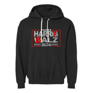 Funny Harris Walz 24 Harry Balz 2024 Meme Democratics Vote Garment-Dyed Fleece Hoodie