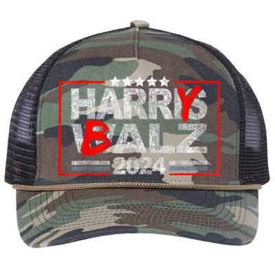 Funny Harris Walz 24 Harry Balz 2024 Meme Democratics Vote Retro Rope Trucker Hat Cap