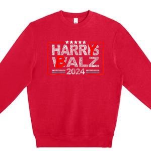 Funny Harris Walz 24 Harry Balz 2024 Meme Democratics Vote Premium Crewneck Sweatshirt