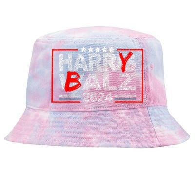 Funny Harris Walz 24 Harry Balz 2024 Meme Democratics Vote Tie-Dyed Bucket Hat