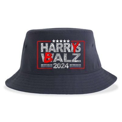 Funny Harris Walz 24 Harry Balz 2024 Meme Democratics Vote Sustainable Bucket Hat