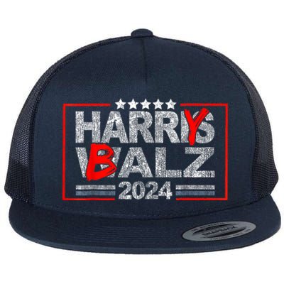 Funny Harris Walz 24 Harry Balz 2024 Meme Democratics Vote Flat Bill Trucker Hat