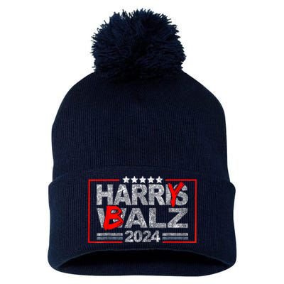 Funny Harris Walz 24 Harry Balz 2024 Meme Democratics Vote Pom Pom 12in Knit Beanie