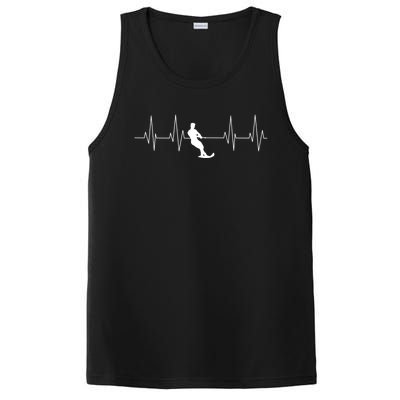 Funny Heartbeat Waterski Gift Cool Water Skier Athlete Fan Gift PosiCharge Competitor Tank