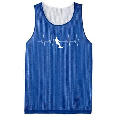 Funny Heartbeat Waterski Gift Cool Water Skier Athlete Fan Gift Mesh Reversible Basketball Jersey Tank