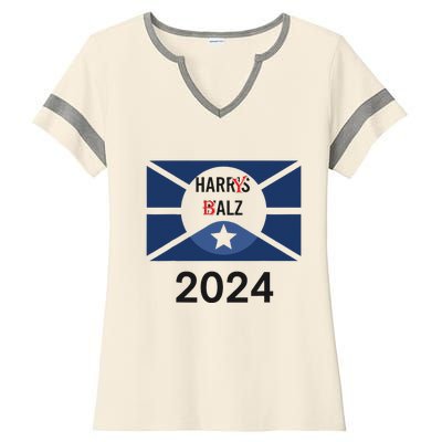 Funny Harris Walz 24 Harry Balz 2024 Meme Democratics Vote Ladies Halftime Notch Neck Tee