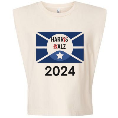 Funny Harris Walz 24 Harry Balz 2024 Meme Democratics Vote Garment-Dyed Women's Muscle Tee