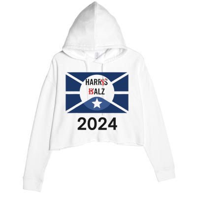 Funny Harris Walz 24 Harry Balz 2024 Meme Democratics Vote Crop Fleece Hoodie