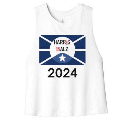 Funny Harris Walz 24 Harry Balz 2024 Meme Democratics Vote Women's Racerback Cropped Tank