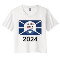 Funny Harris Walz 24 Harry Balz 2024 Meme Democratics Vote Women's Crop Top Tee