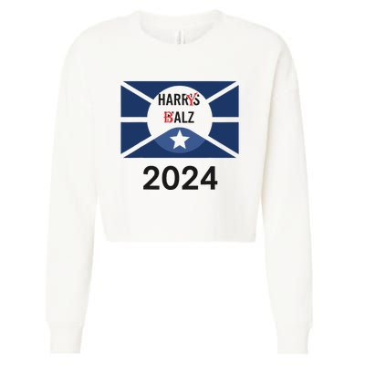 Funny Harris Walz 24 Harry Balz 2024 Meme Democratics Vote Cropped Pullover Crew