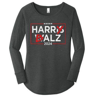 Funny Harris Walz 24 Harry Balz 2024 Meme Democratics Vote Women's Perfect Tri Tunic Long Sleeve Shirt