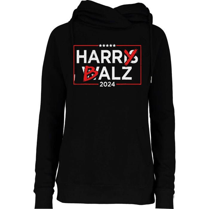 Funny Harris Walz 24 Harry Balz 2024 Meme Democratics Vote Womens Funnel Neck Pullover Hood