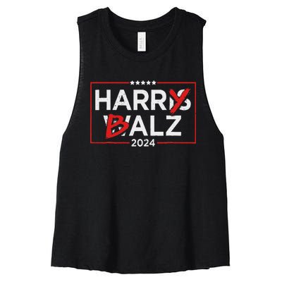 Funny Harris Walz 24 Harry Balz 2024 Meme Democratics Vote Women's Racerback Cropped Tank