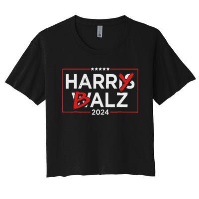 Funny Harris Walz 24 Harry Balz 2024 Meme Democratics Vote Women's Crop Top Tee