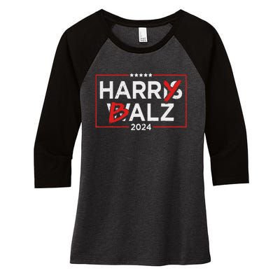 Funny Harris Walz 24 Harry Balz 2024 Meme Democratics Vote Women's Tri-Blend 3/4-Sleeve Raglan Shirt