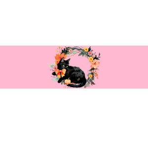 Floral Halloween Wreath Cute Black Cat Bumper Sticker