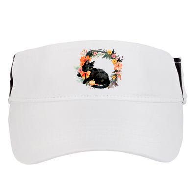 Floral Halloween Wreath Cute Black Cat Adult Drive Performance Visor