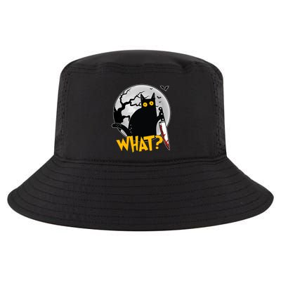 Funny Halloween What Killer Black Cat With Knife Cool Comfort Performance Bucket Hat